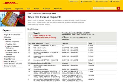 dhl tracking information